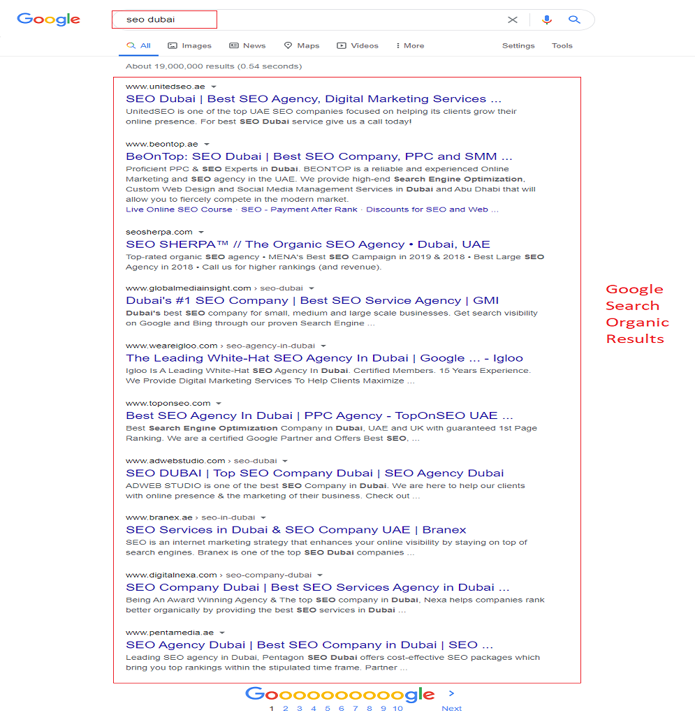 SEO Dubai - Top SEO Companies in Dubai - A List in Google Search Results